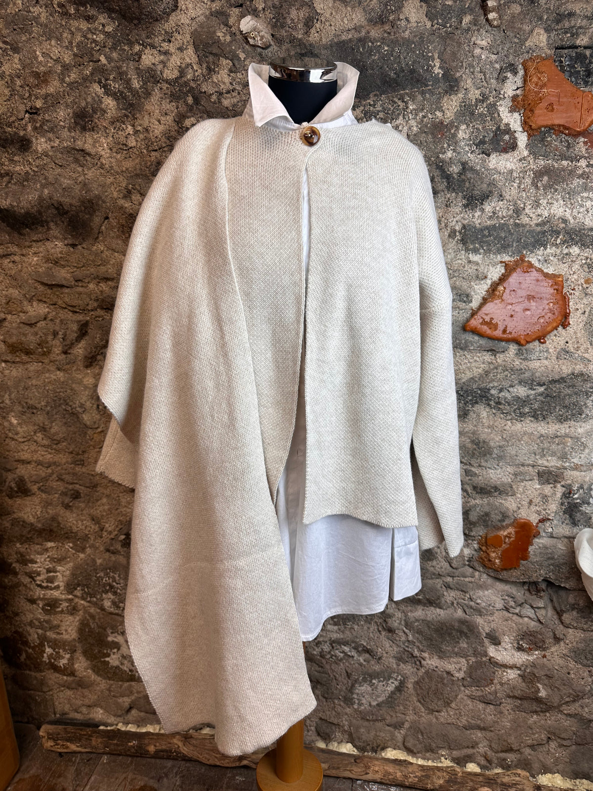 “Larissa” oatmeal Italian scarf wrap cardi
