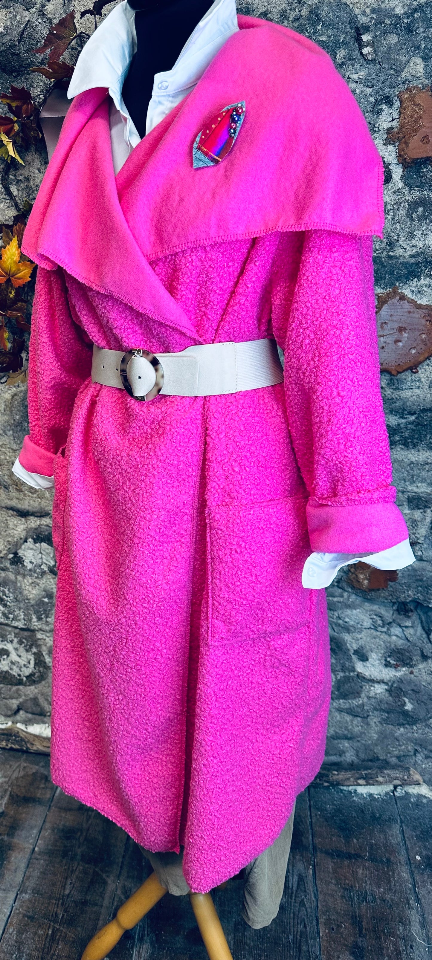 “ Annie “ Italian layering boucle coatigan fuchsia