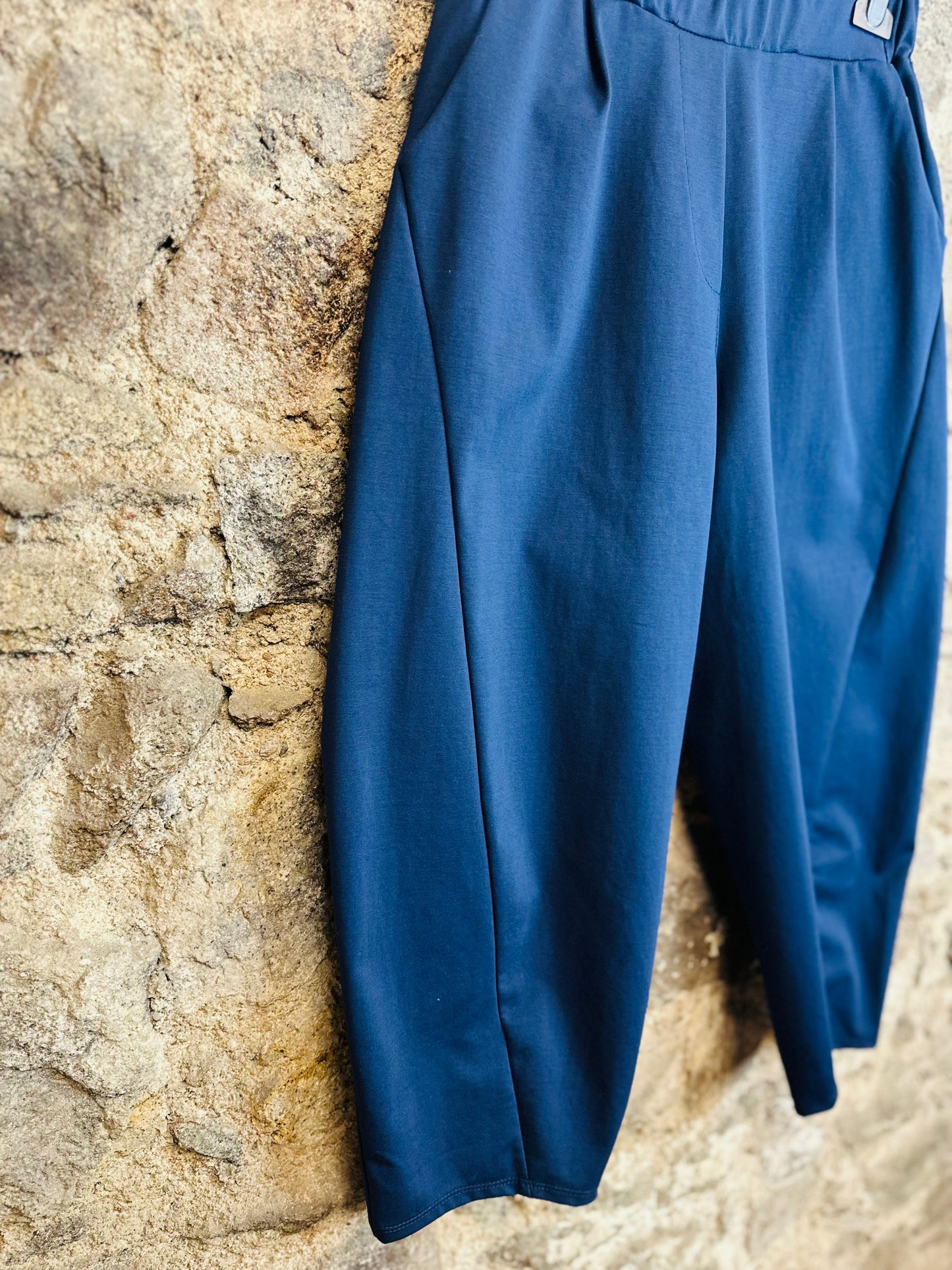 “Lottie “ indigo navy Italian barrel leg cocoon trouser