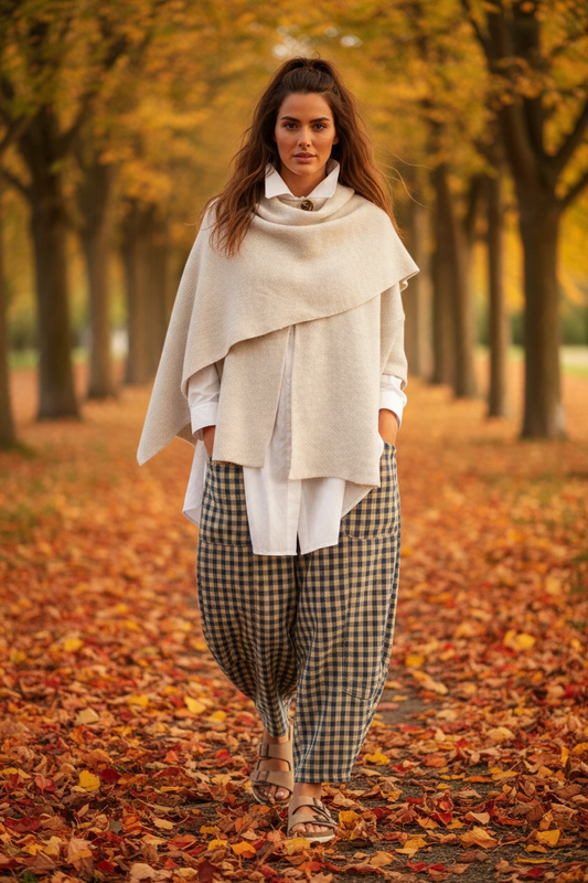 “Larissa” oatmeal Italian scarf wrap cardi
