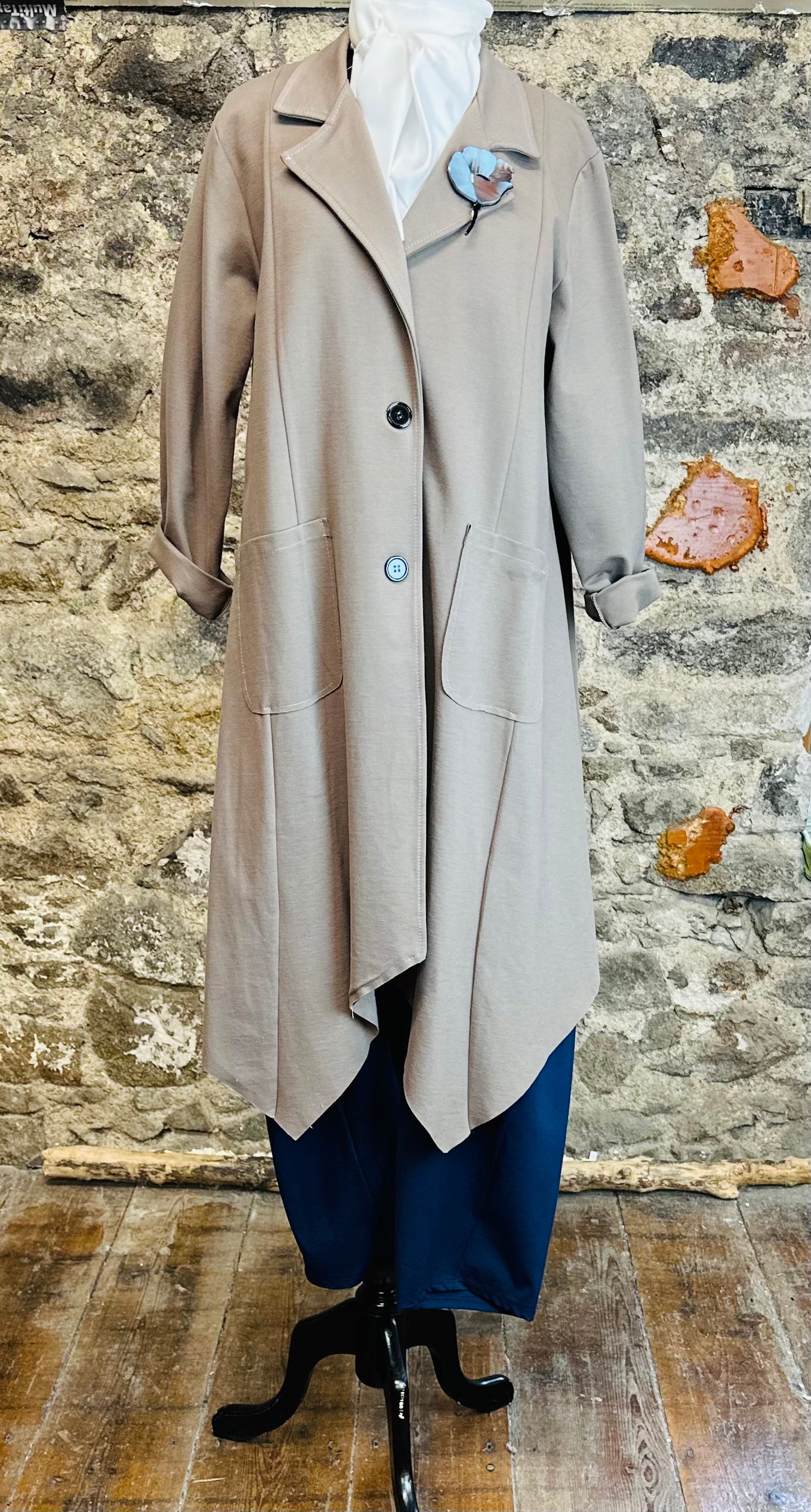 “Lacey “ mocha Italian heavy jersey casual coat