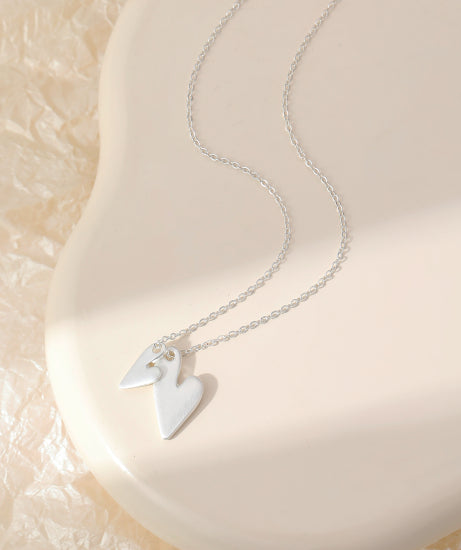 Double heart silver plated neckpiece