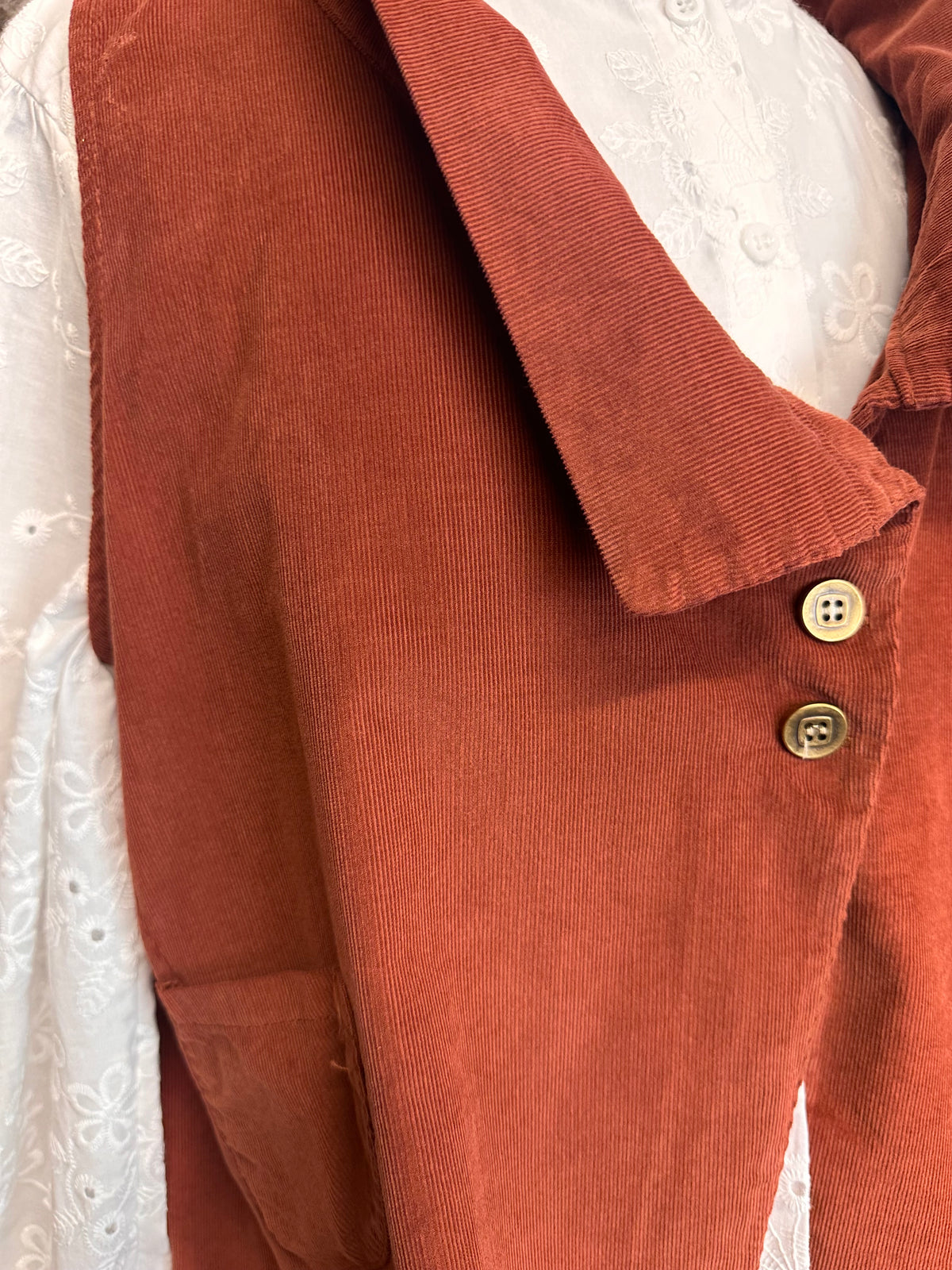 “Kellie” rust pin corduroy waistcoat