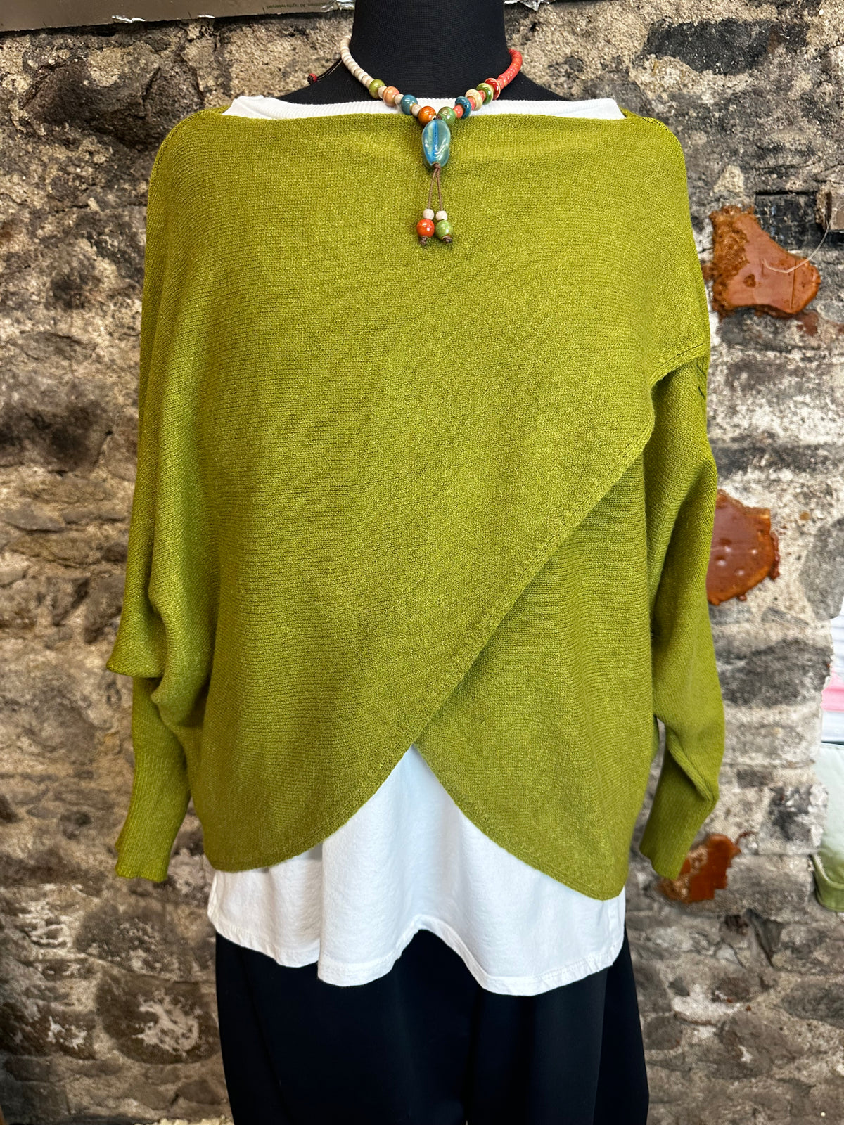 “Sadie “ pistachio italian crossover knit