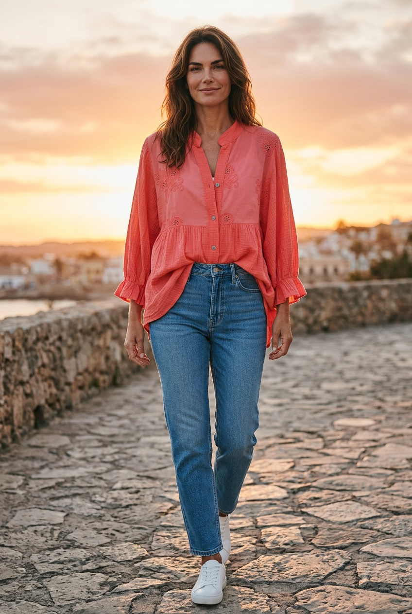 “Harriet “ coral Italian tunic