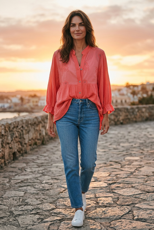“Harriet “ coral Italian tunic