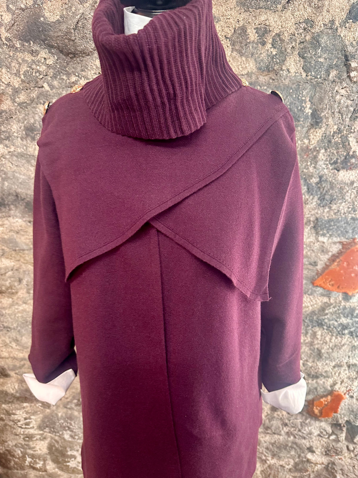 “Rosie” plum cowl neck Italian knit