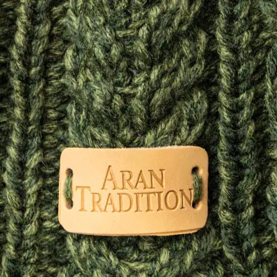 Aran knit cable loop button scarf for him or her
