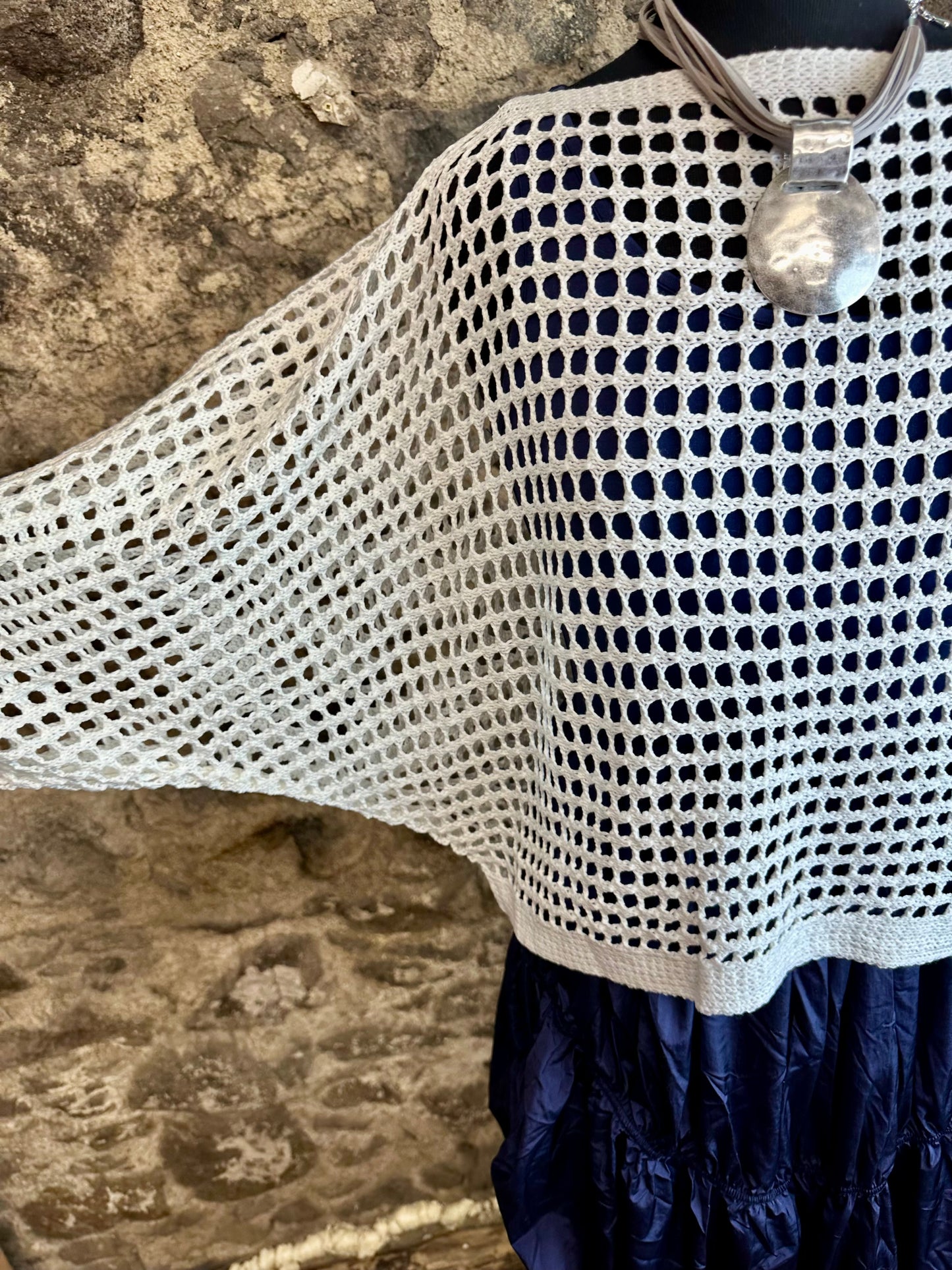 “Raina “ indigo mixed fabric Italian dress