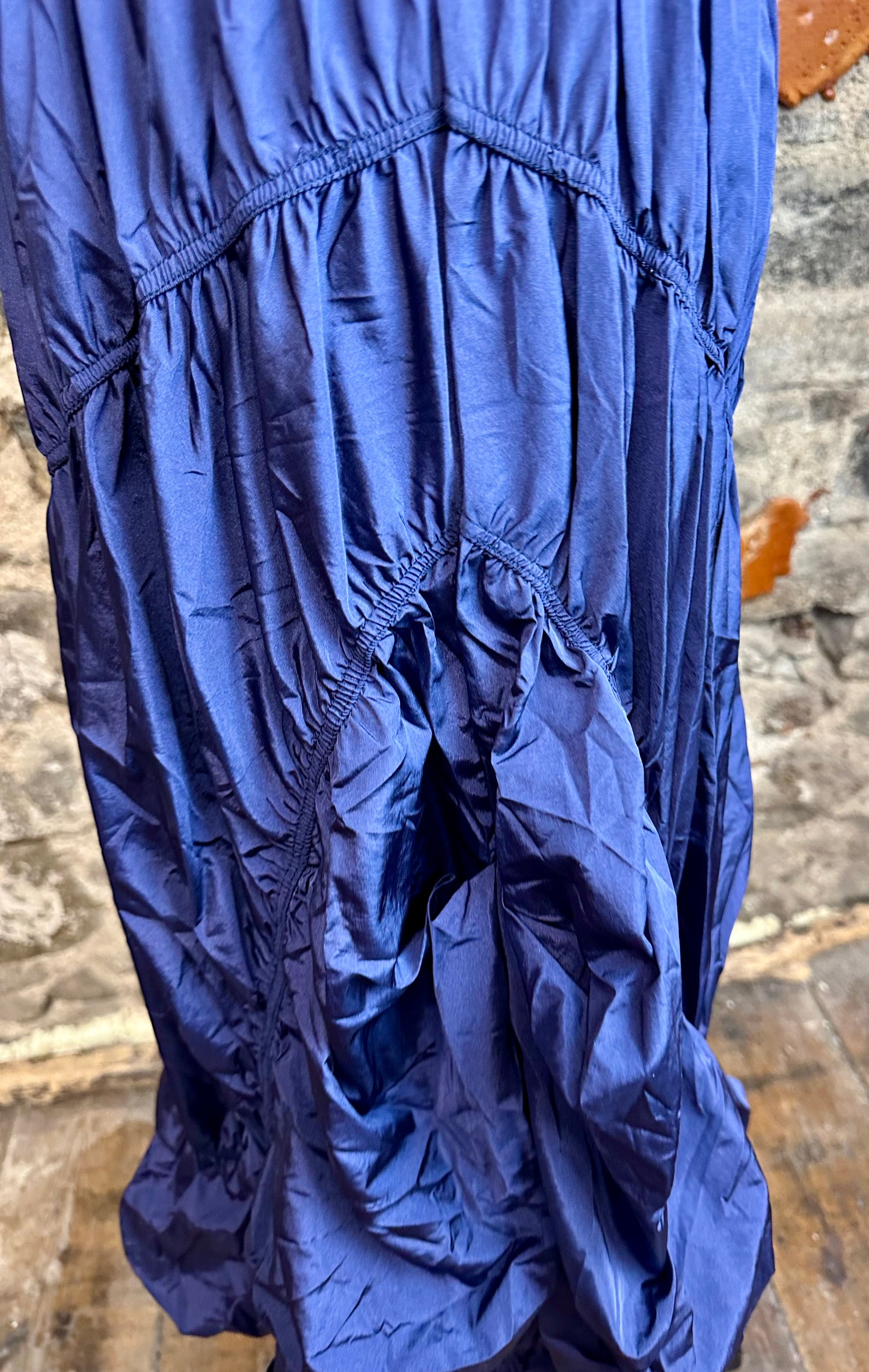 “Raina “ indigo mixed fabric Italian dress