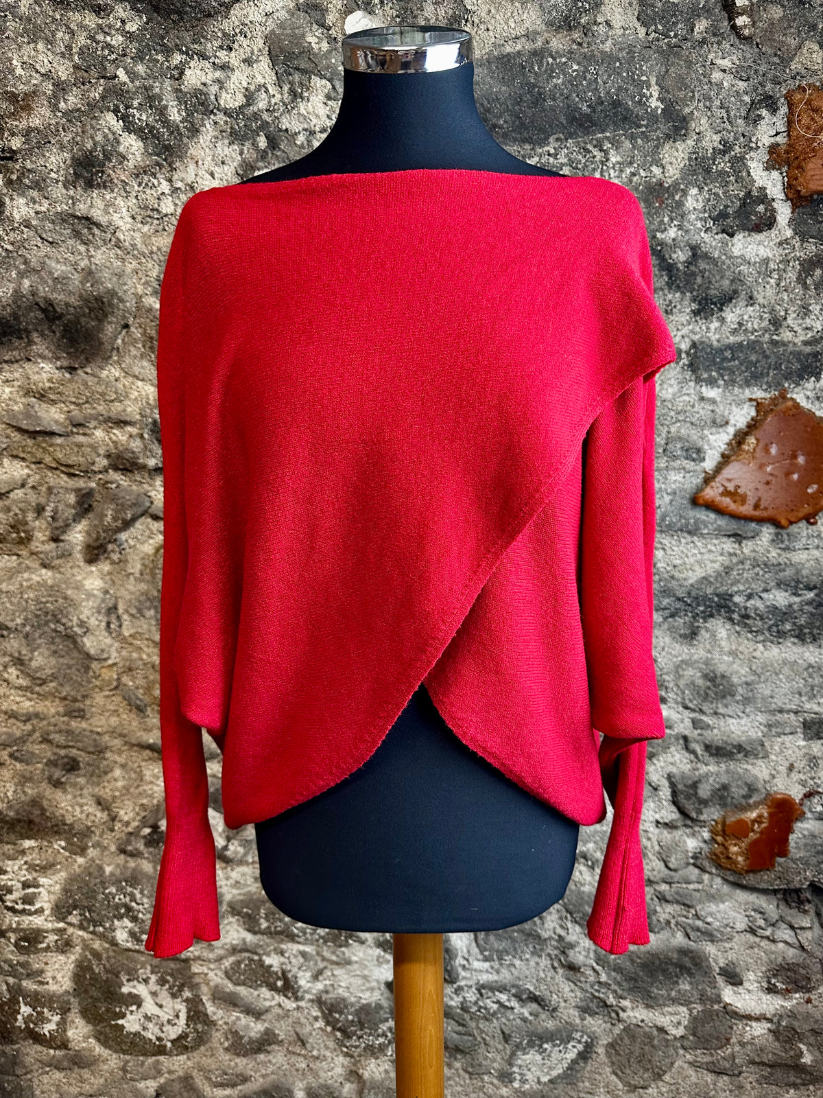 “Sadie “ ruby red Italian crossover knit