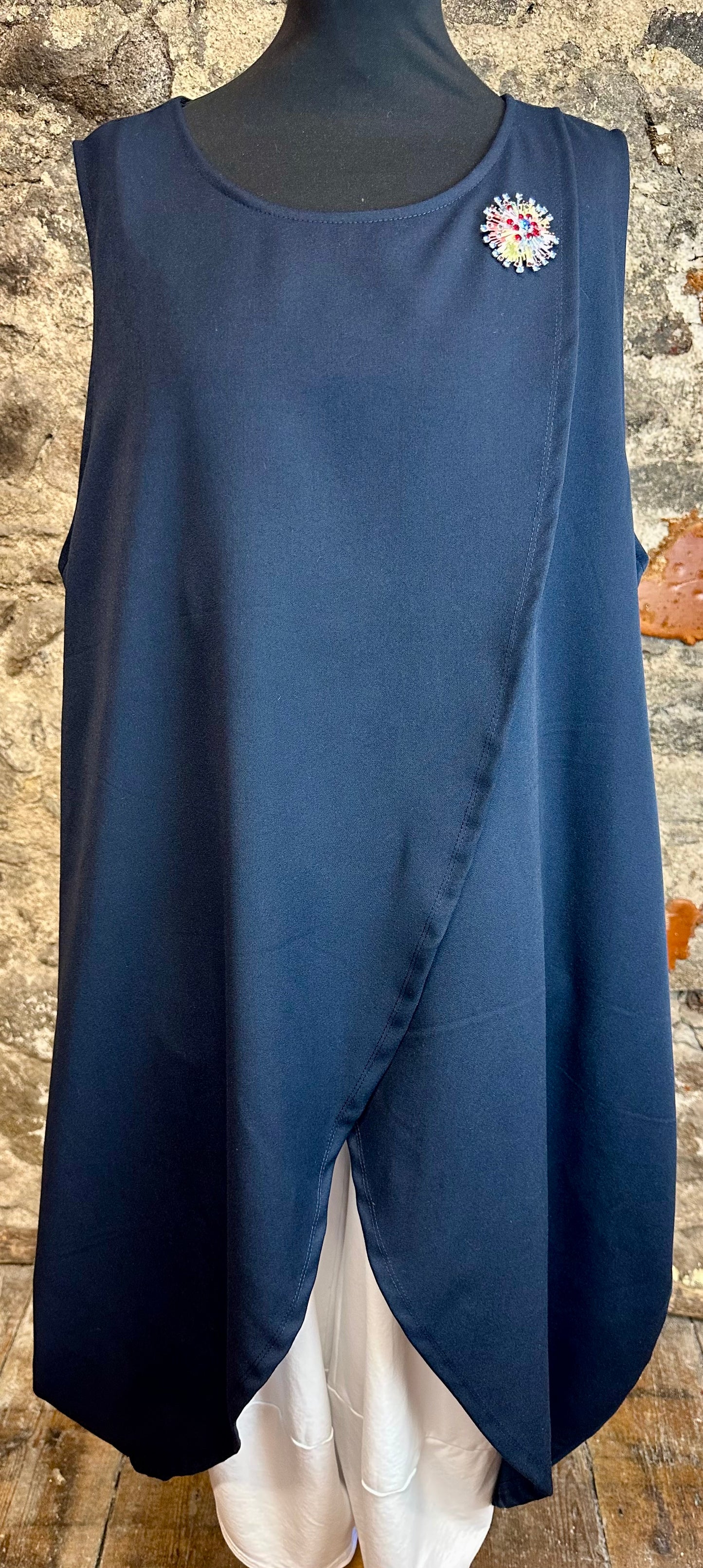 “Sunita “ indigo navy Italian wrap tunic