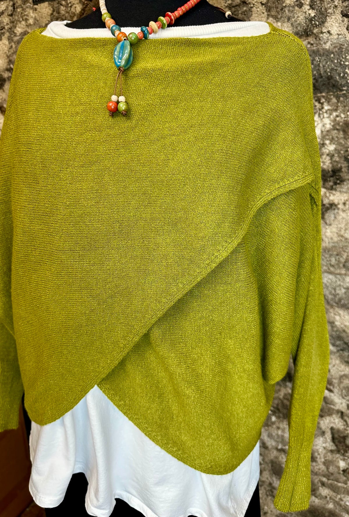 “Sadie “ pistachio italian crossover knit