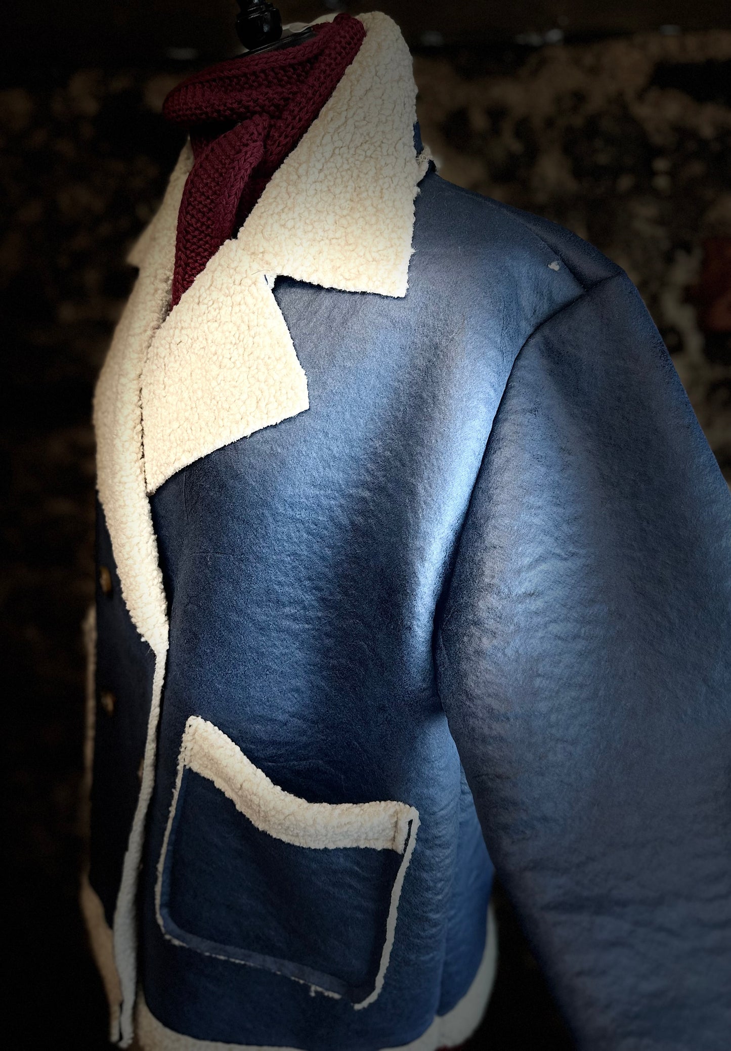 “Mira “ denim blue italian shearer box jacket