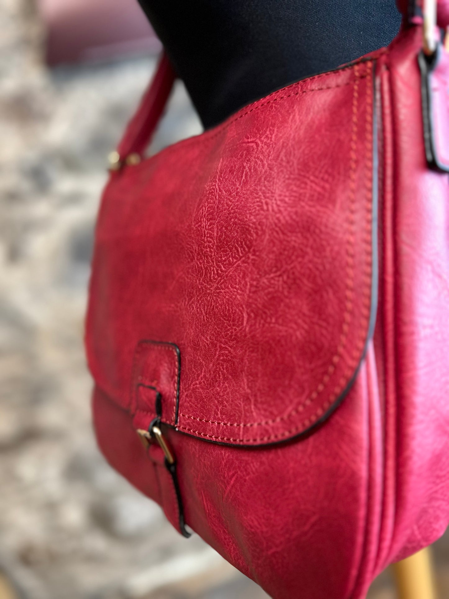 “Annie “ raspberry vegan satchel bag