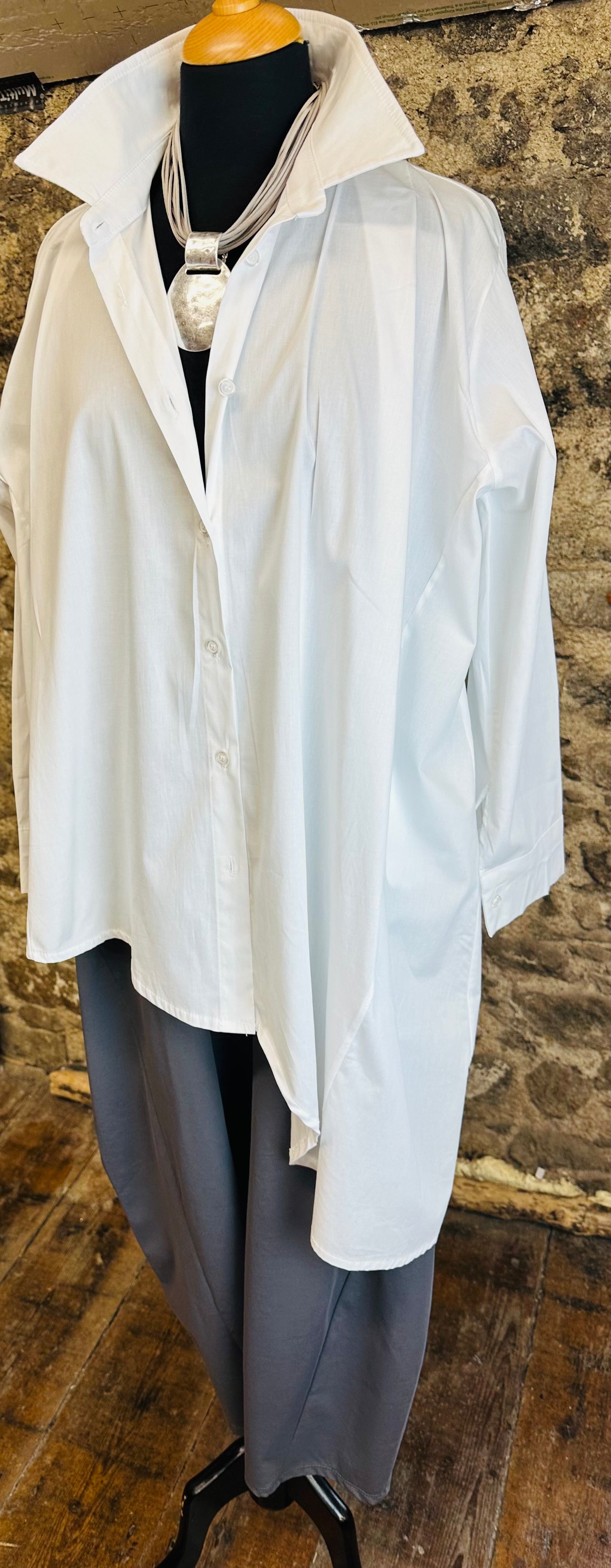 “Lizzie “ oversized asymmetric Italian dress shirt