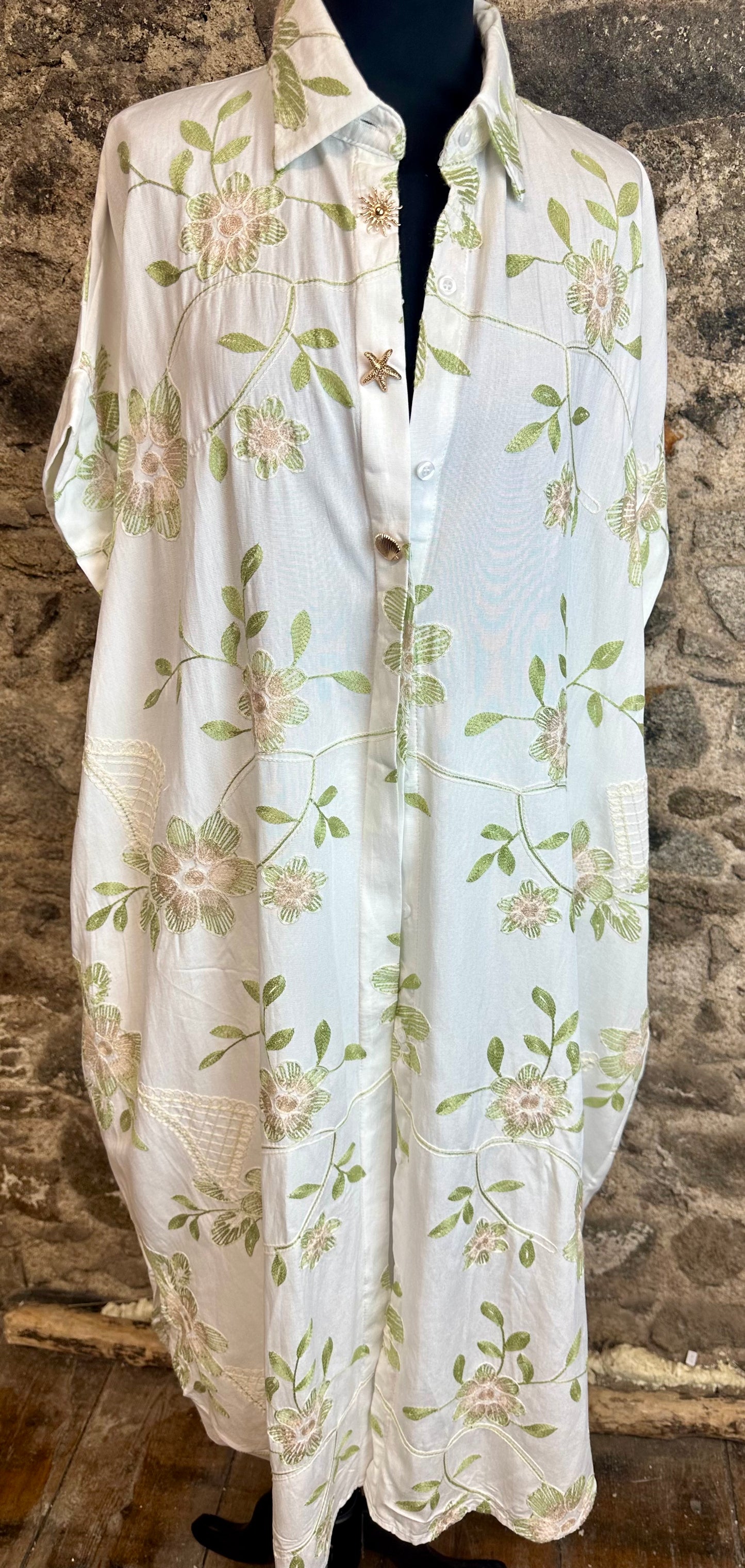 “Victoria” embellished embroidered Italian dress shirt