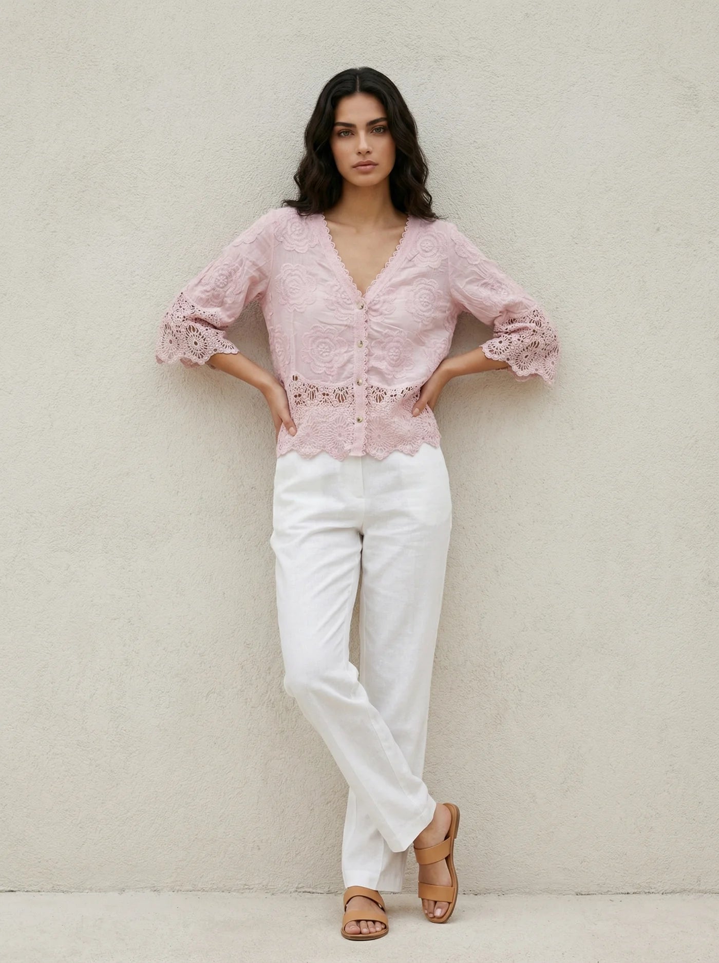 “Stevie  “ blush sorbet pink Italian crochet cover up