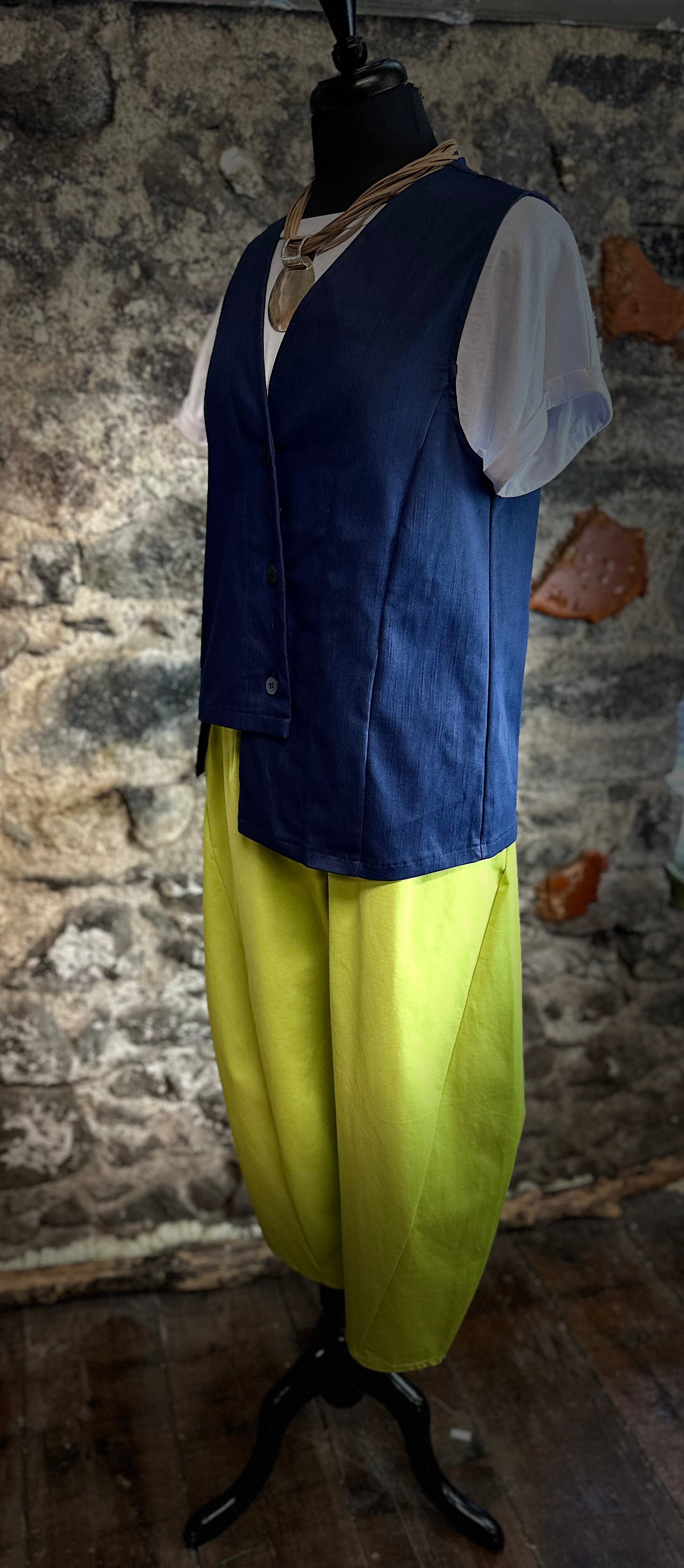 “Jackie” Italian denim irregular waistcoat