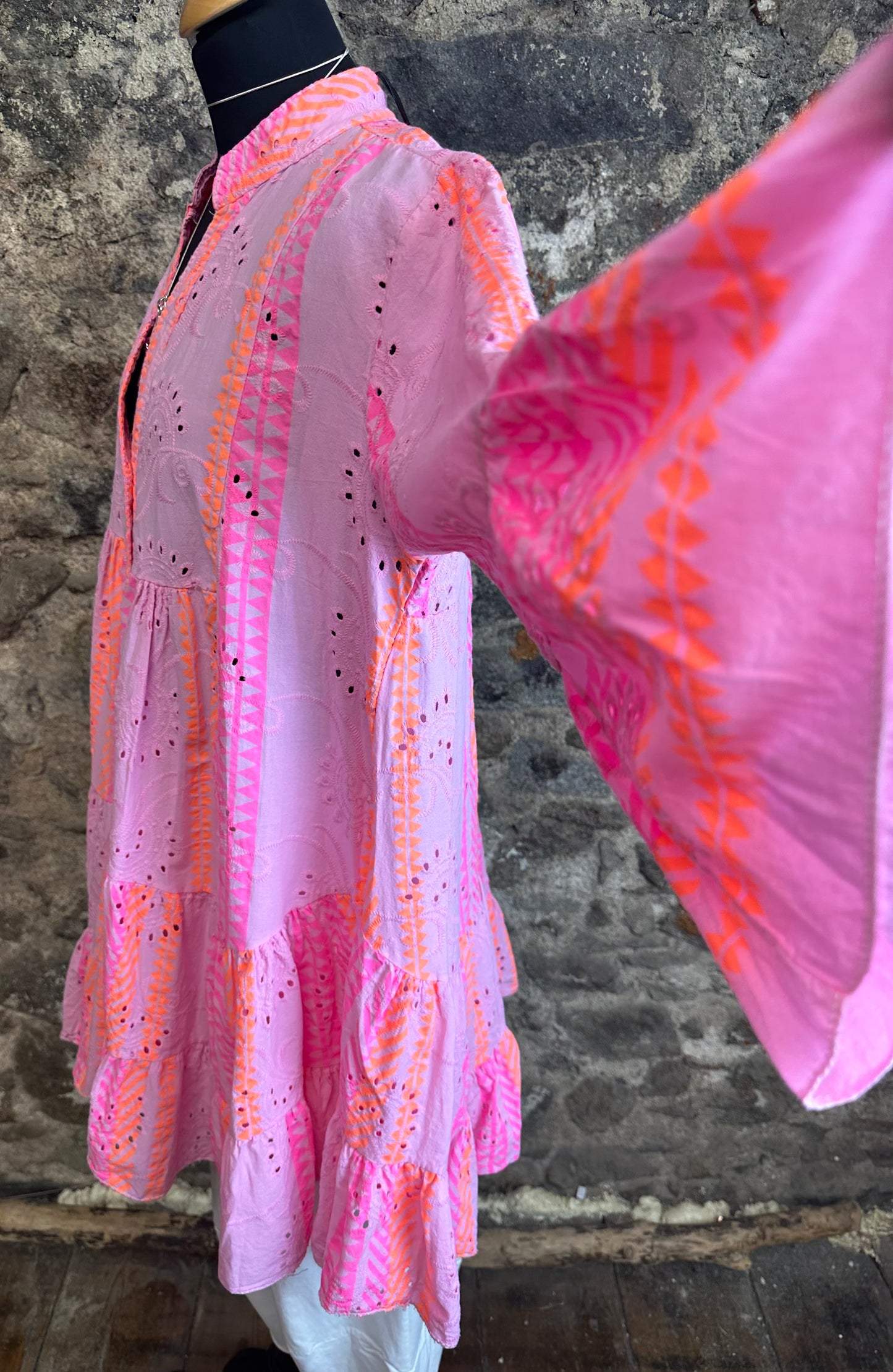 “Corrina” stunning Italian cerise lilac and tangerine dress tunic