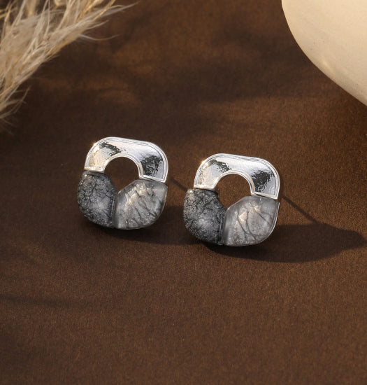 Grey resin stud earrings