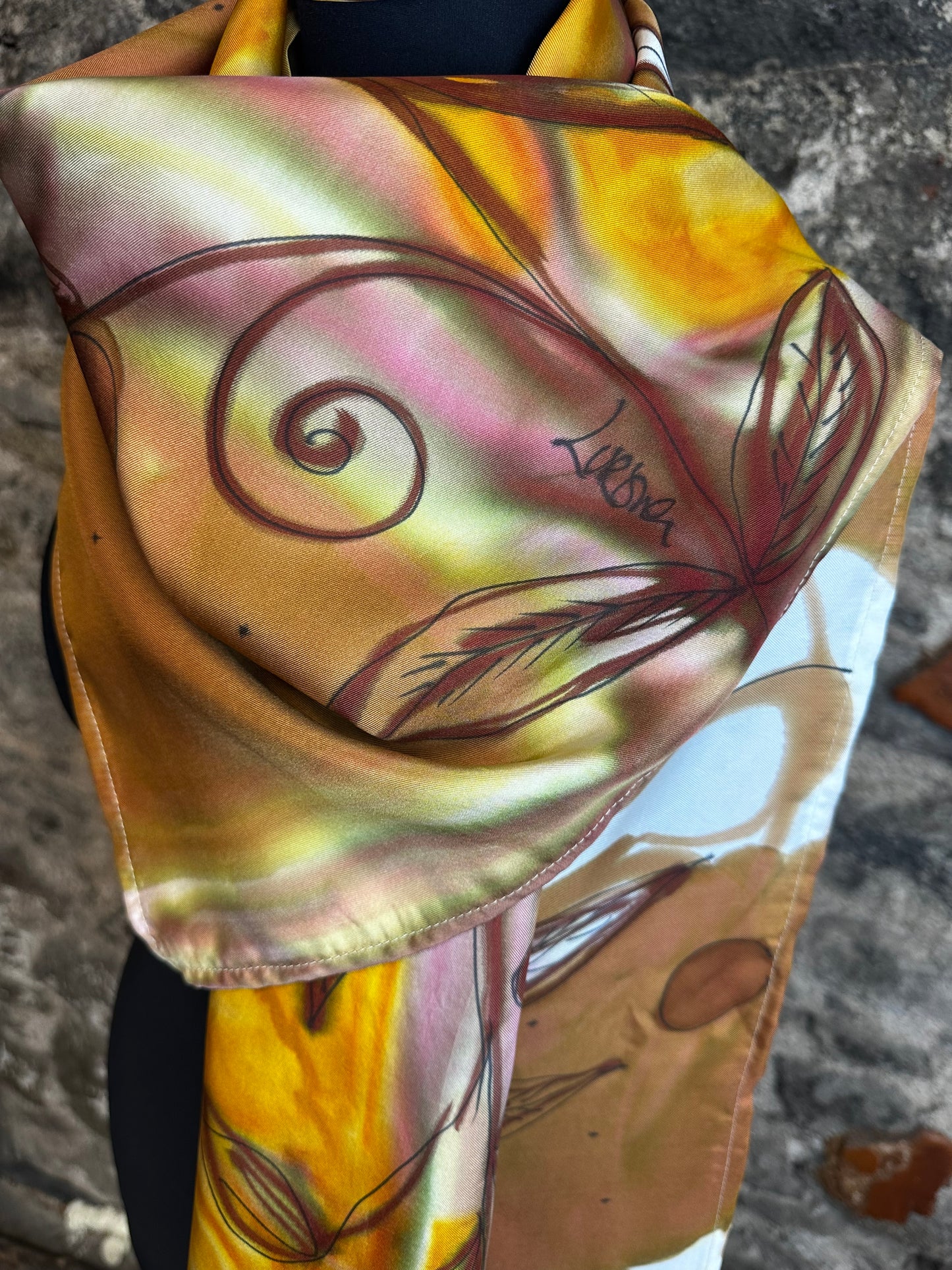 Lorshadesign hand painted silk scarf collection