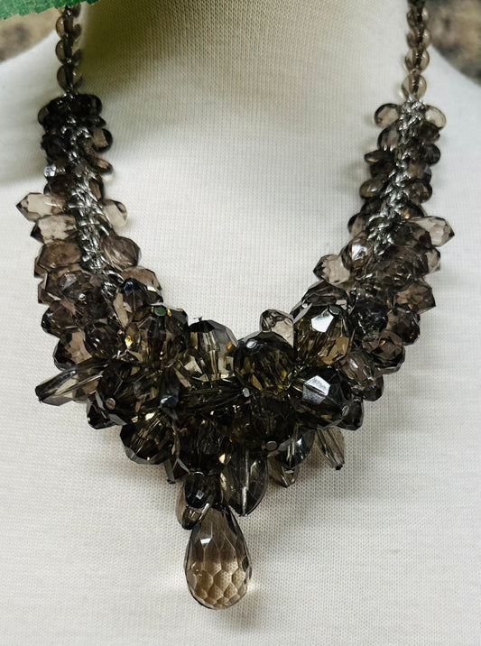 “Nikolai “ smokry chocolate neuters cluster statement neckpiece