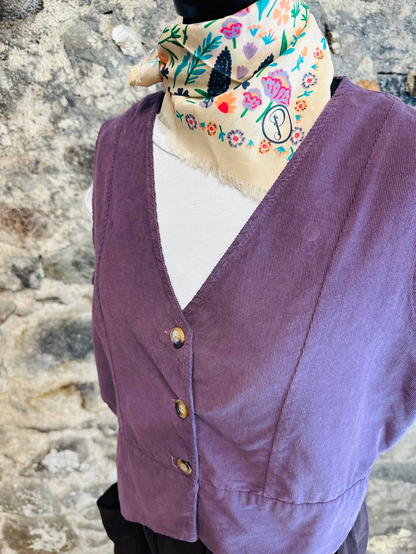 “Farrah “ needle corduroy waistcoat Heather