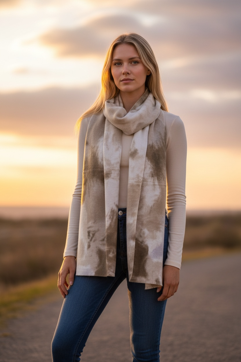 Cloudy naturals fine wool wrap