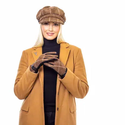 Heritage mocha plaid strap glove