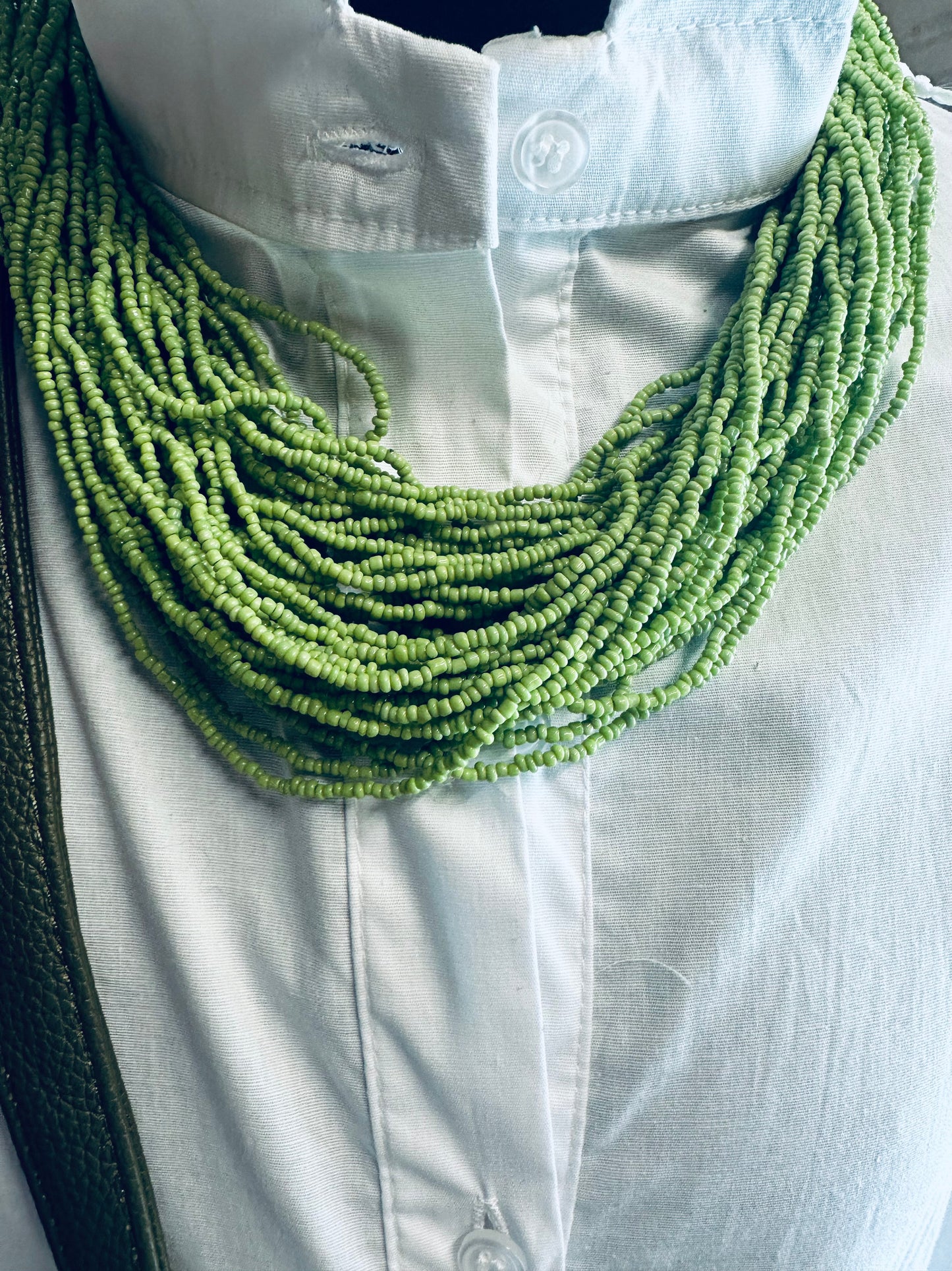 Statement acid green multi strand neckpiece