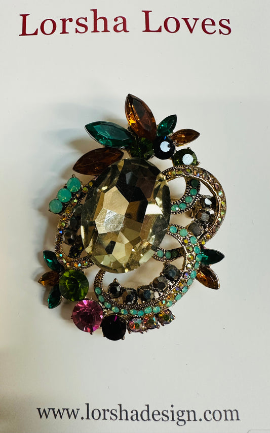 “Lorsha loves “ statement bejewelled pin brooch