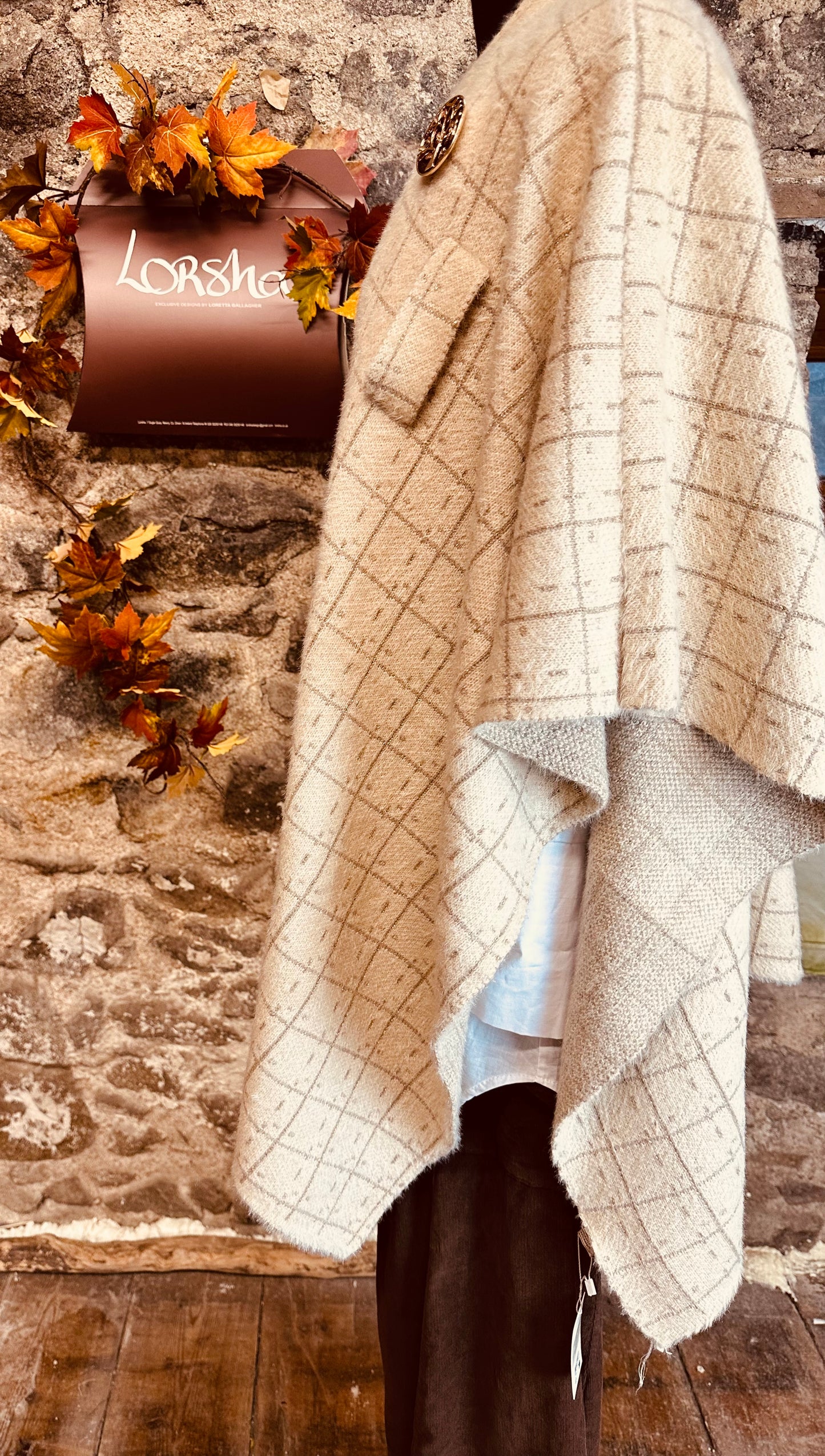 “Amèile” beige cape wrap/stole