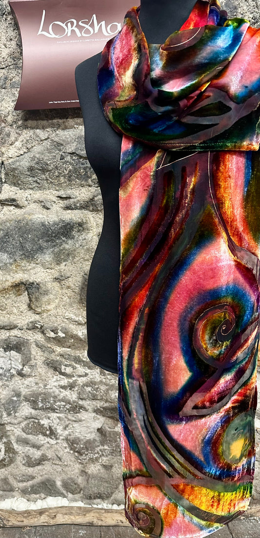 Lorshadesign Handpainted Devore velvet scarf collection