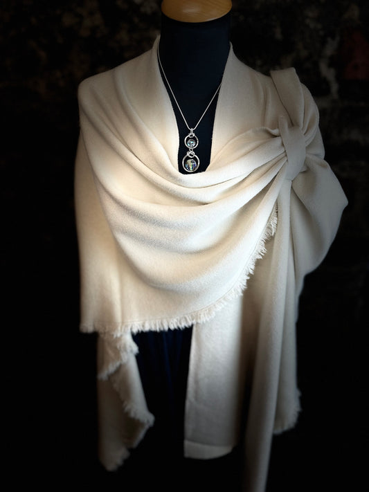 “Stella” winter cream italian super soft wrap cape