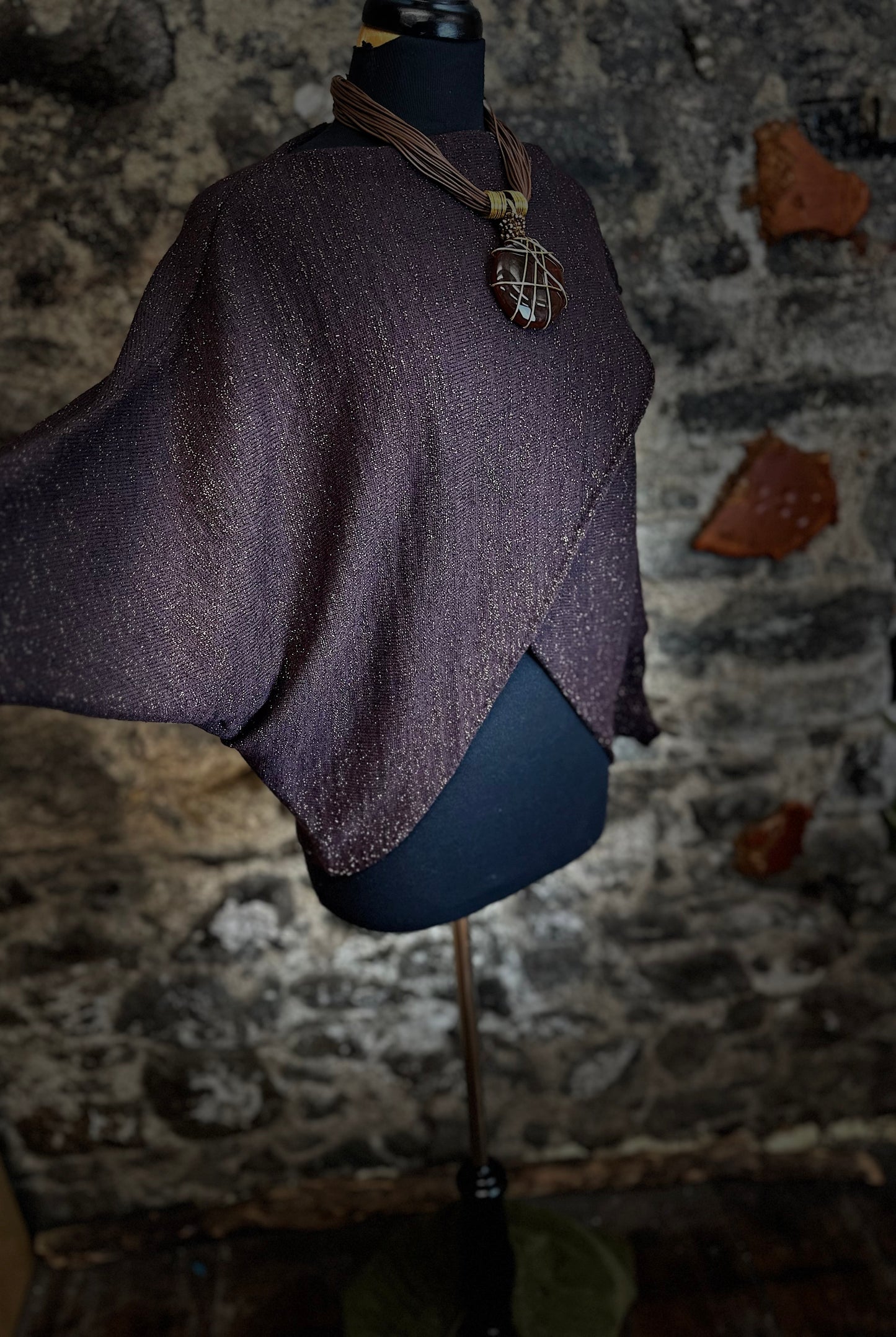 “Tanya “ chocolate Italian wrap knit with metallic fleck