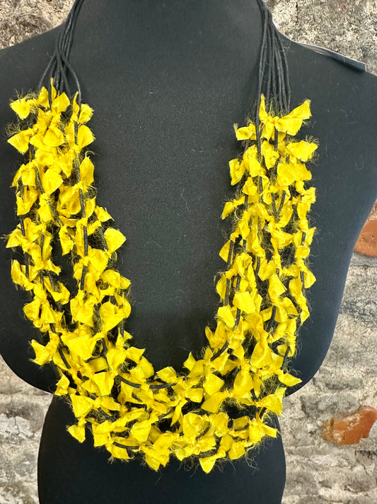 Textile sunshine yellow textile neckpiece