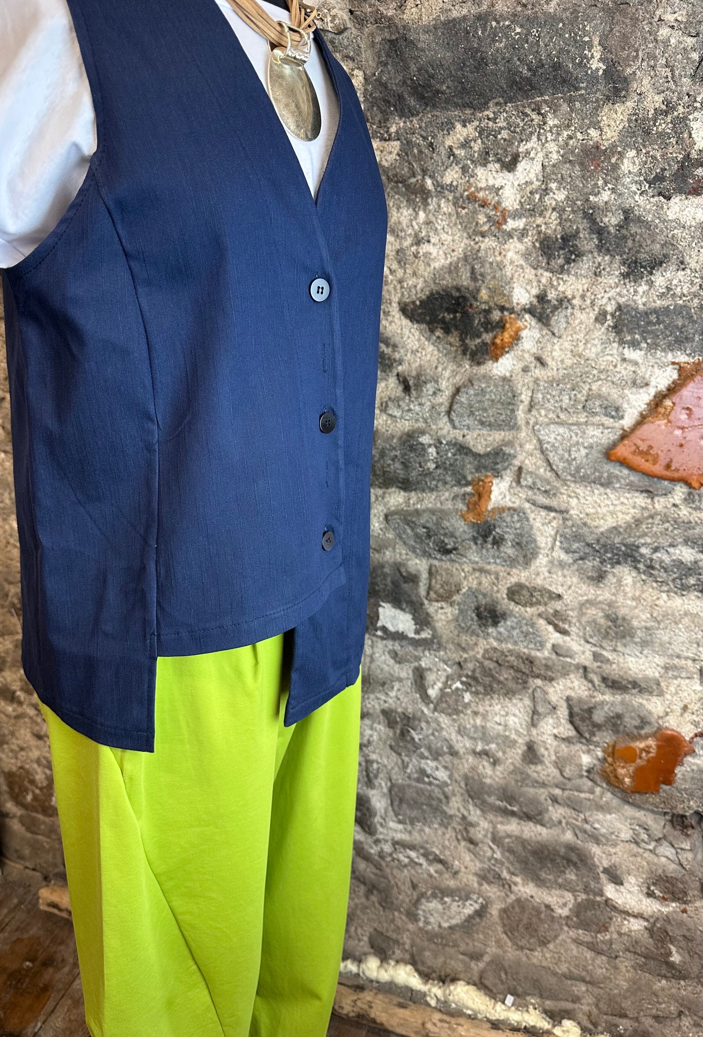 “Jackie” Italian denim irregular waistcoat
