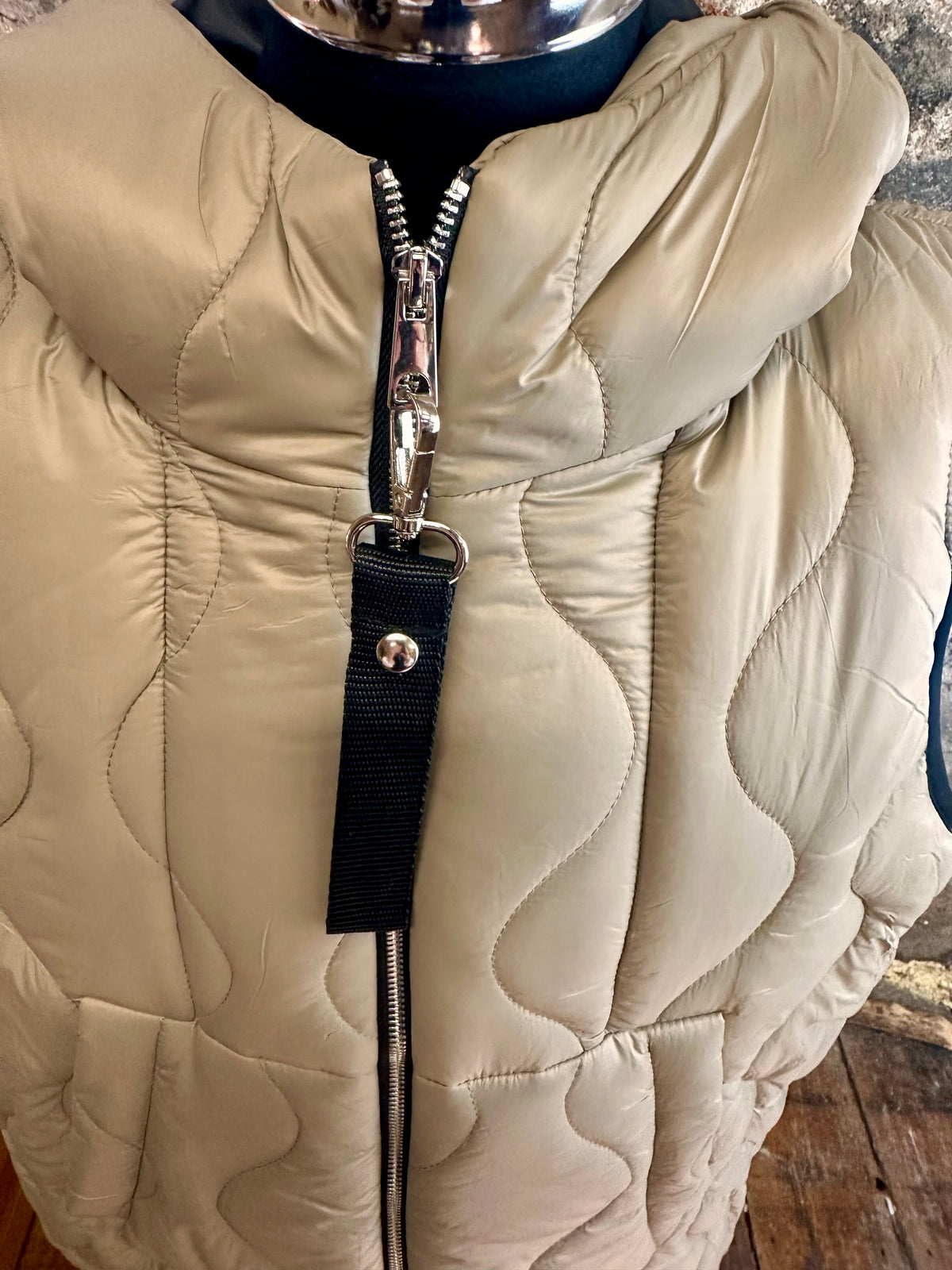 “Maisie “ stone quilted Italian long length  gilet
