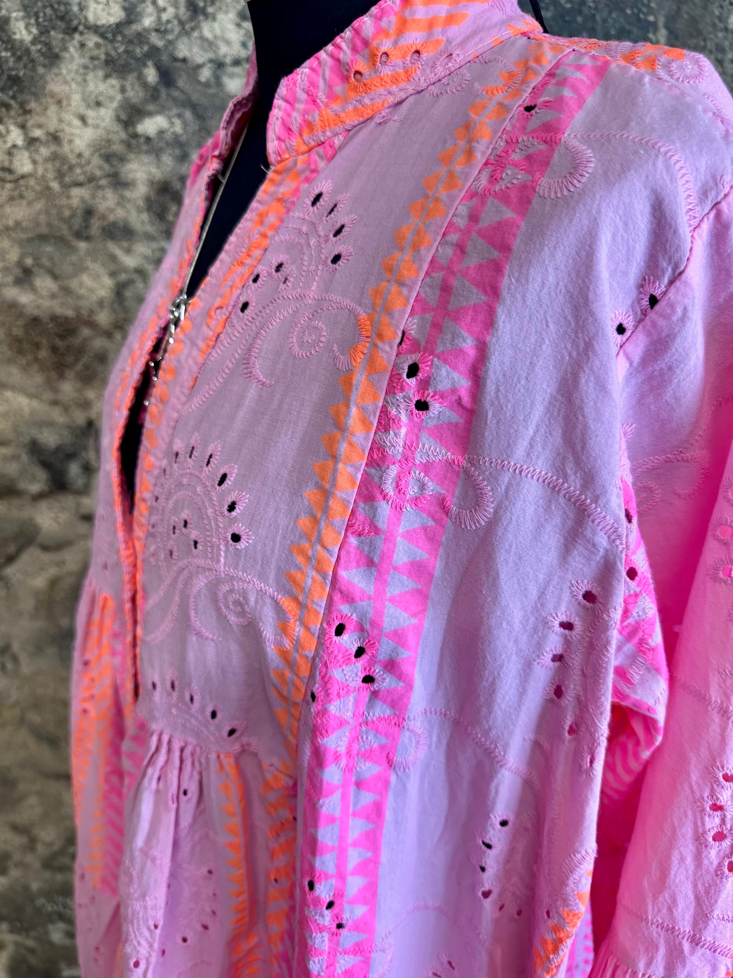 “Corrina” stunning Italian cerise lilac and tangerine dress tunic
