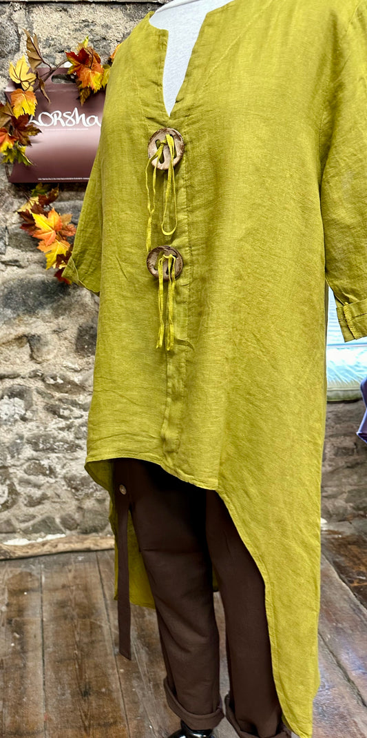 “Katrina “pistachio Italian linen hi lo tunic