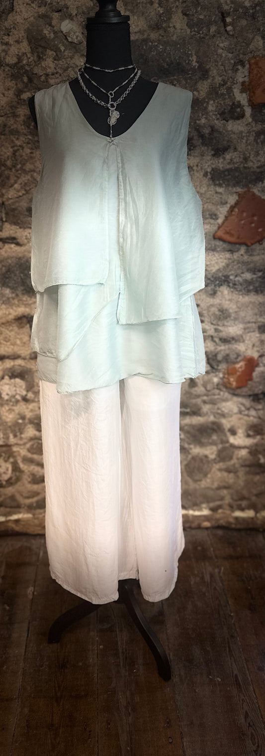 “June “ Italian silk mix cullottes pebble stone white