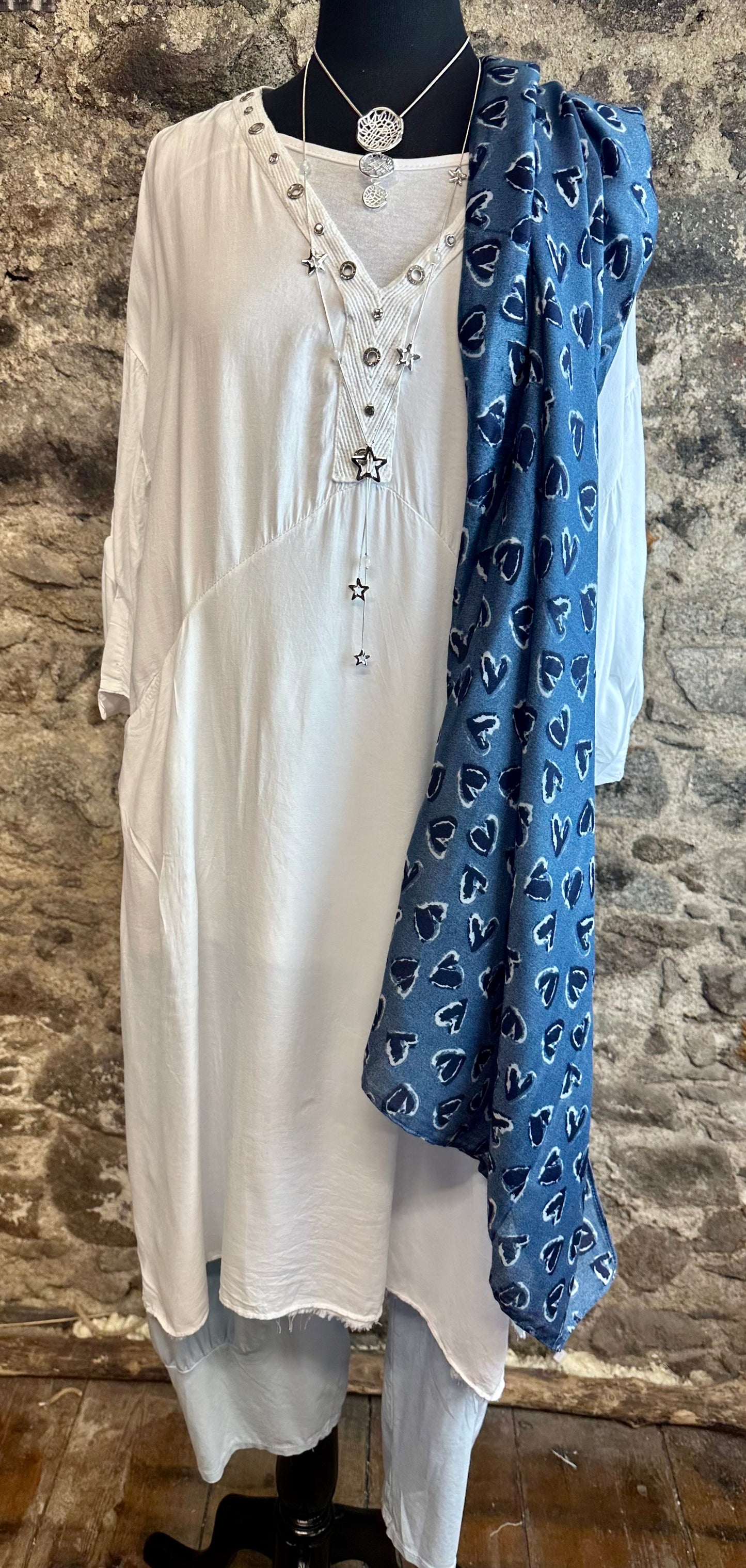 “Marley “ blanco Italian dress tunic