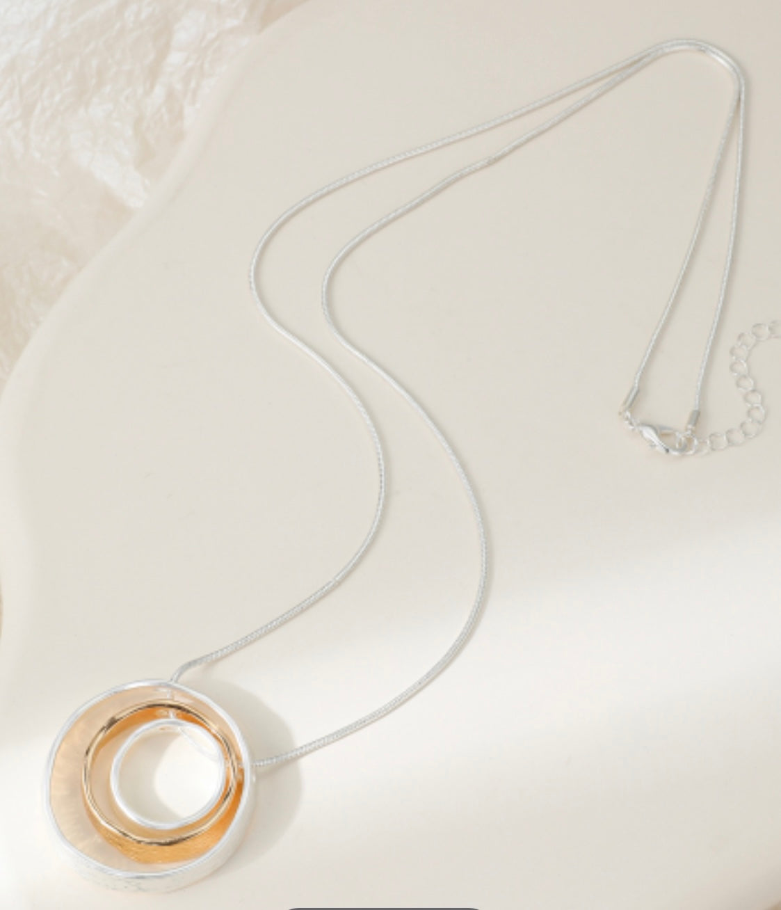 Interlinked circles silver and gold plated neckpiece