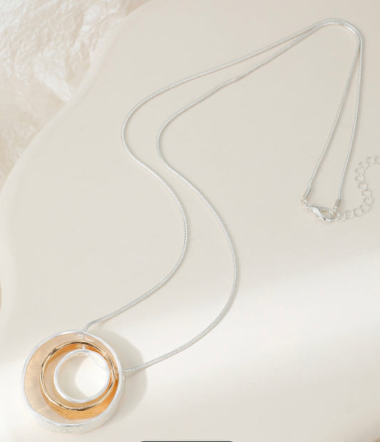 Interlinked circles silver and gold plated neckpiece