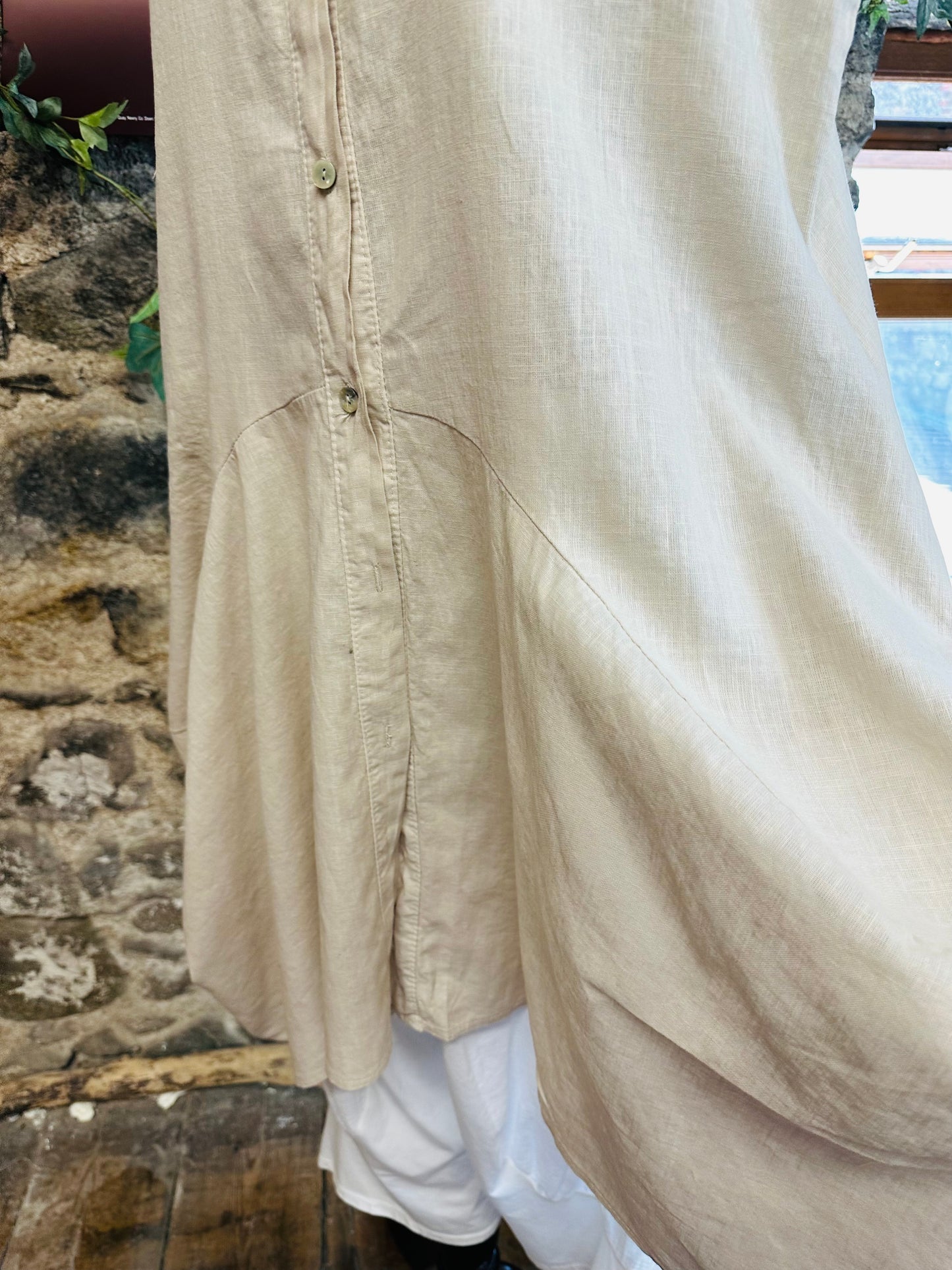 “ contessa “ Italian linen pin tuck tunic dress natural