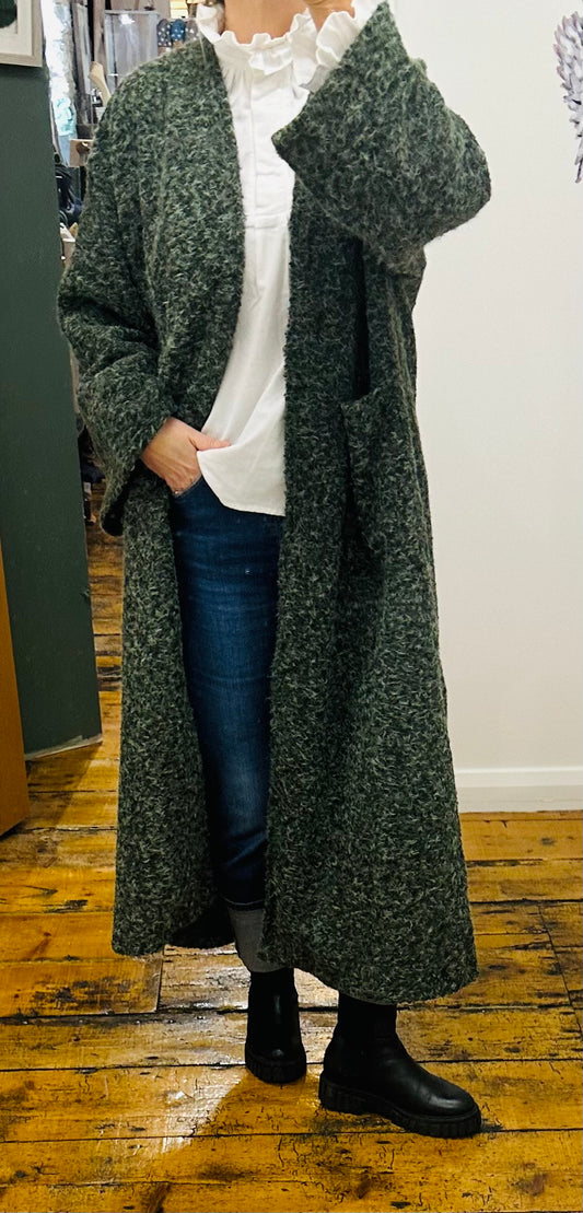 “Kiera “ Forest green cosey full length kimono shacket winter cardi
