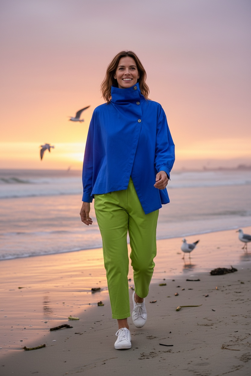 “Suzie ” cobalt blue lightweight Italian funnel neck jacket