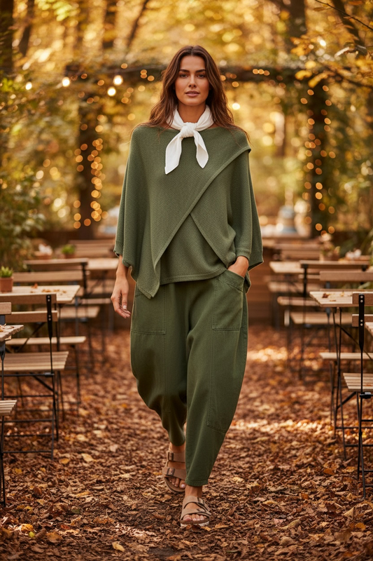 Sadie ..forest green Italian crossover knit