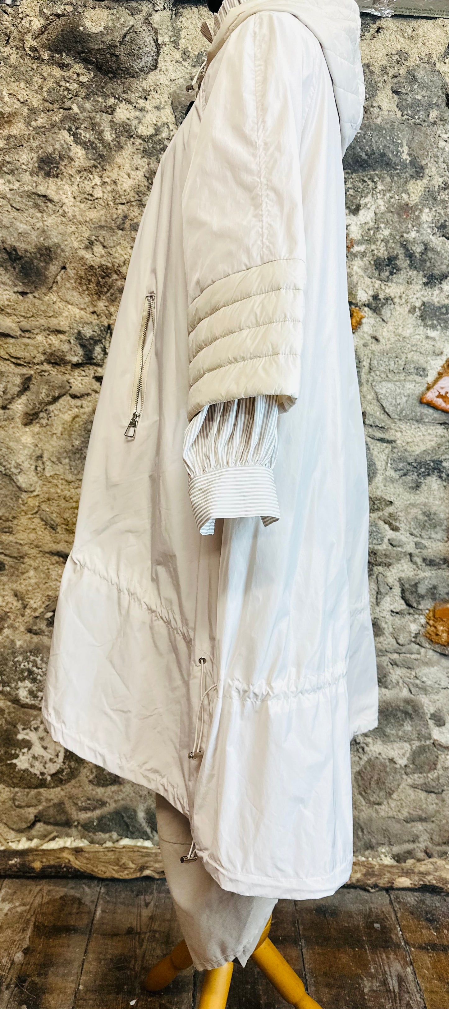 “Tilly “ stone Italian hi lo dress trench coat